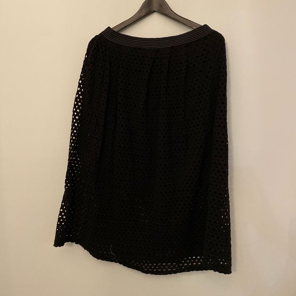 Anthropologie Black Eyelet Midi Skirt - L
